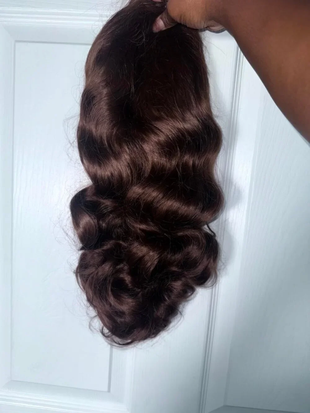 Human Chocolate Brown 24 Inch Hair Wavy Wig 13x4 Body Wave HD Lace Front